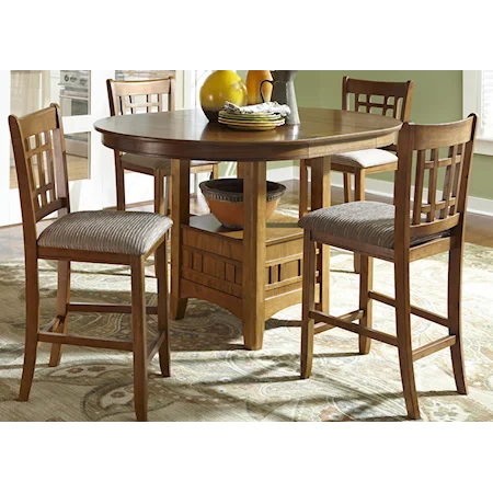 5-Piece Upholstered Bar Stool and Pub Table Set